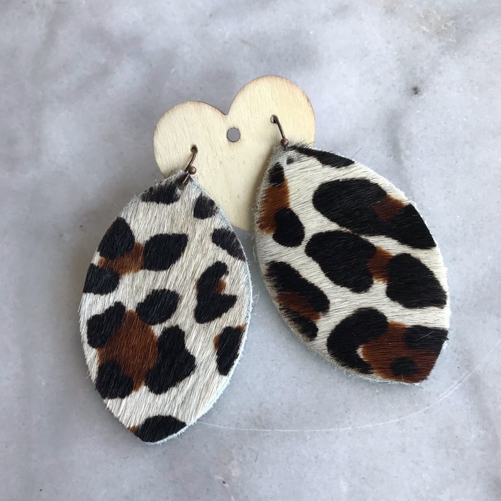 Cowhide Cheetah Print Earrings